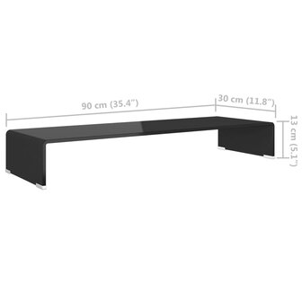 Tv-meubel/monitorverhoger zwart 90x30x13 cm glas 6