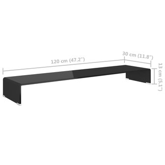 TV-meubel/monitorverhoger zwart 120x30x13 cm glas 6