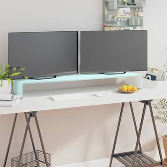 TV-meubel/monitorverhoger 110x30x13 cm glas groen 1