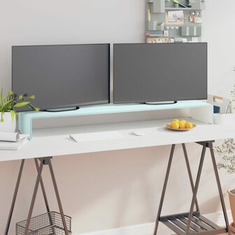 TV-meubel/monitorverhoger 120x30x13 cm glas groen 1