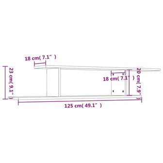 Tv-wandschap 125x18x23 cm bewerkt hout betongrijs 8