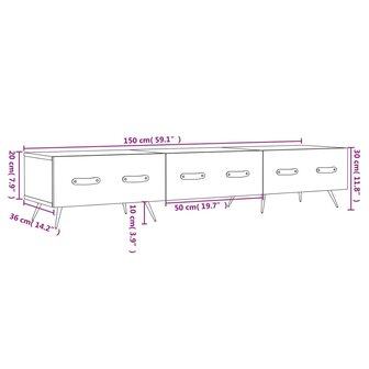 Tv-meubel 150x36x30 cm bewerkt hout betongrijs 12