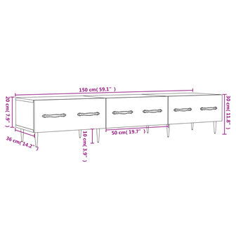 Tv-meubel 150x36x30 cm bewerkt hout gerookt eikenkleurig 12