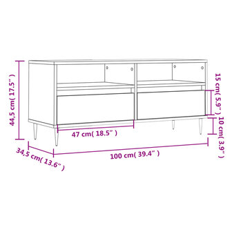 Tv-meubel 100x34,5x44,5 cm bewerkt hout hoogglans wit 11