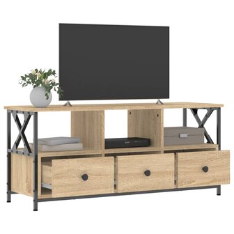 Tv-meubel 102x33x45 cm bewerkt hout en ijzer sonoma eikenkleur 3