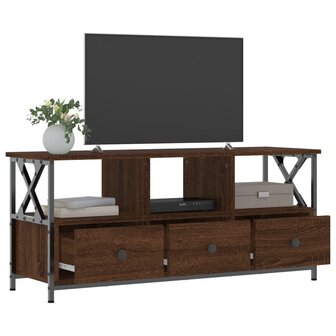 Tv-meubel 102x33x45 cm bewerkt hout en ijzer bruin eikenkleur 4