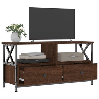 Tv-meubel 90x33x45 cm bewerkt hout en ijzer bruin eikenkleur 4