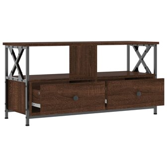 Tv-meubel 90x33x45 cm bewerkt hout en ijzer bruin eikenkleur 6