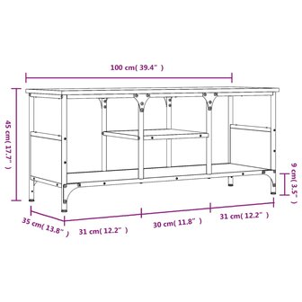 Tv-meubel 100x35x45 cm bewerkt hout en ijzer grijs sonoma eiken 9