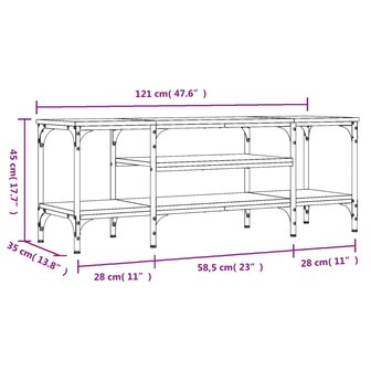 Tv-meubel 121x35x45 cm bewerkt hout en ijzer sonoma eikenkleur 9