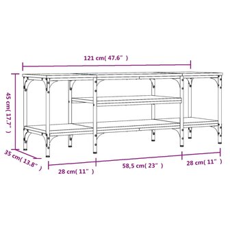 Tv-meubel 121x35x45 cm bewerkt hout en ijzer gerookt eikenkleur 9