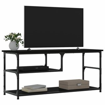 Tv-meubel 103x38x46,5 cm bewerkt hout en staal zwart 3