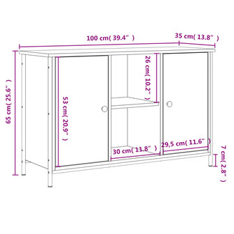 Tv-meubel 100x35x65 cm bewerkt hout gerookt eikenkleurig 11