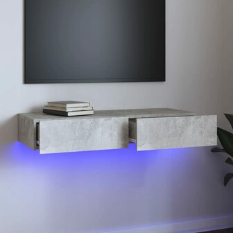 Tv-meubel met LED-verlichting 90x35x15,5 cm betongrijs 1