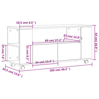 Tv-meubel 102x34,5x43 cm bewerkt hout wit 11