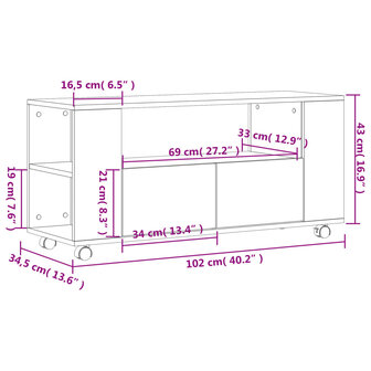 Tv-meubel 102x34,5x43 cm bewerkt hout zwart 11