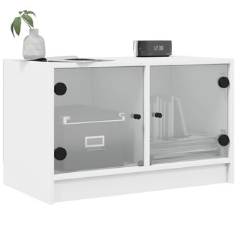 Tv-meubel met glazen deuren 68x37x42 cm wit 4