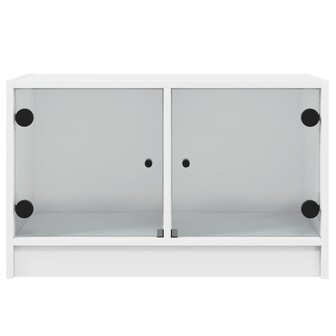 Tv-meubel met glazen deuren 68x37x42 cm wit 6