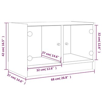 Tv-meubel met glazen deuren 68x37x42 cm wit 11