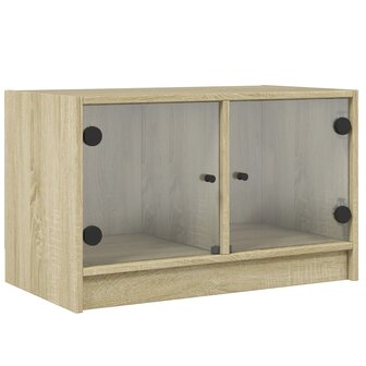 Tv-meubel met glazen deuren 68x37x42 cm sonoma eikenkleurig 2