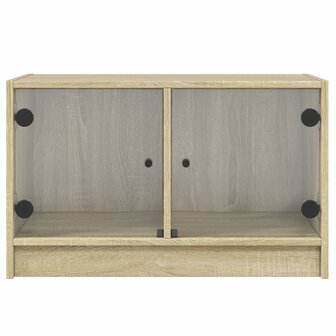 Tv-meubel met glazen deuren 68x37x42 cm sonoma eikenkleurig 6