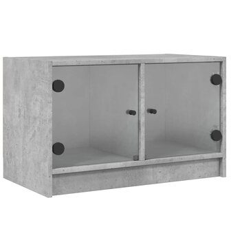 Tv-meubel met glazen deuren 68x37x42 cm betongrijs 2