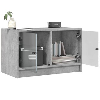 Tv-meubel met glazen deuren 68x37x42 cm betongrijs 5