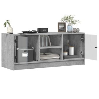 Tv-meubel met glazen deuren 102x37x42 cm betongrijs 5