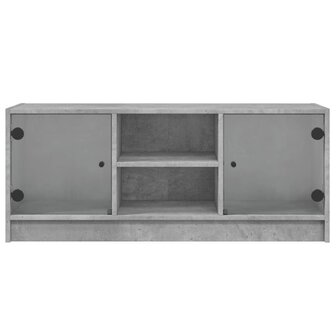 Tv-meubel met glazen deuren 102x37x42 cm betongrijs 6