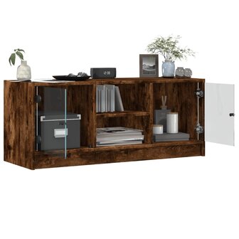 Tv-meubel met glazen deuren 102x37x42 cm gerookt eikenkleurig 5