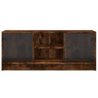 Tv-meubel met glazen deuren 102x37x42 cm gerookt eikenkleurig 6