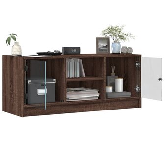 Tv-meubel met glazen deuren 102x37x42 cm bruin eikenkleur 5