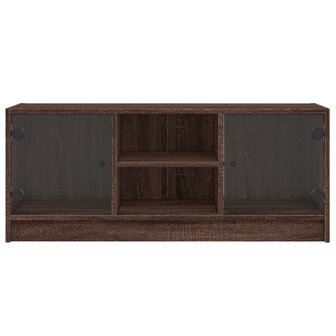 Tv-meubel met glazen deuren 102x37x42 cm bruin eikenkleur 6