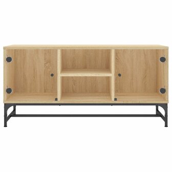 Tv-meubel met glazen deuren 102x37x50 cm sonoma eikenkleurig 5