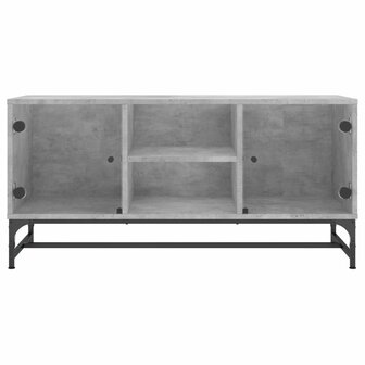 Tv-meubel met glazen deuren 102x37x50 cm betongrijs 5