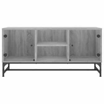 Tv-meubel met glazen deuren 102x37x50 cm grijs sonoma eiken 5