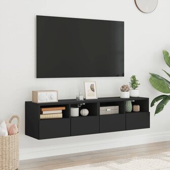 Tv-wandmeubel s 2 st 60x30x30 cm bewerkt hout zwart 3