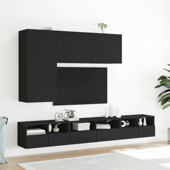 Tv-wandmeubel s 2 st 60x30x30 cm bewerkt hout zwart 4