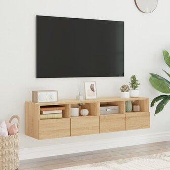 Tv-meubels 2 st 60x30x30 cm bewerkt hout sonoma eikenkleurig 3