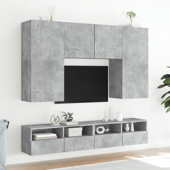 Tv-wandmeubels 2 st 80x30x30 cm bewerkt hout betongrijs 4