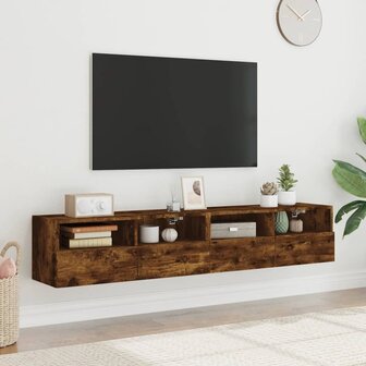 Tv-wandmeubels 2 st 80x30x30 cm bewerkt hout gerookt eikenkleur 3