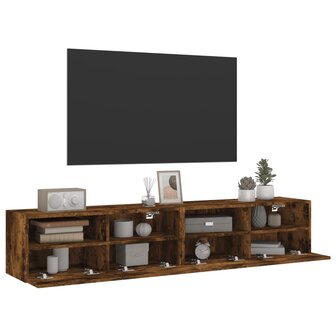 Tv-wandmeubels 2 st 80x30x30 cm bewerkt hout gerookt eikenkleur 6