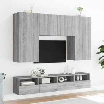 Tv-wandmeubels 2 st 80x30x30 cm bewerkt hout grijs sonoma eiken 4