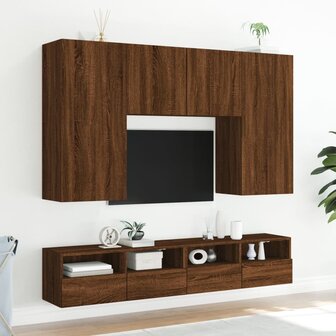 Tv-wandmeubels 2 st 80x30x30 cm bewerkt hout bruin eikenkleur 4