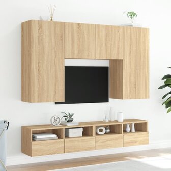 Tv-wandmeubel 100x30x30 cm bewerkt hout sonoma eikenkleurig 4