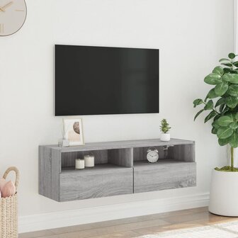 Tv-wandmeubel 100x30x30 cm bewerkt hout grijs sonoma 3