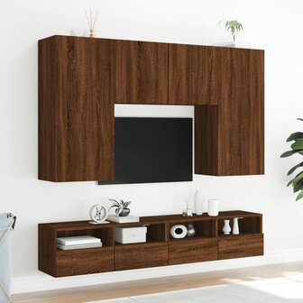 Tv-wandmeubels 2 st 100x30x30 cm bewerkt hout bruin eikenkleur 4