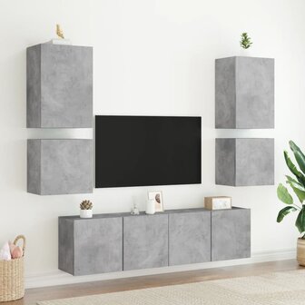 Tv-wandmeubels 2 st 40,5x30x40 cm bewerkt hout betongrijs 4