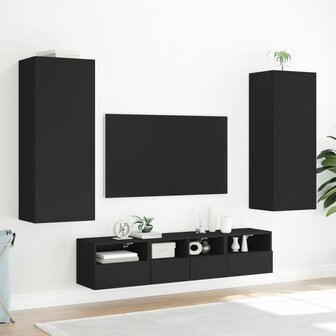 Tv-wandmeubel 40,5x30x102 cm bewerkt hout zwart 4