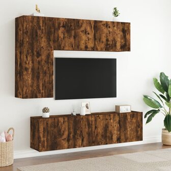 Tv-meubels 2 st wandgemonteerd 60x30x41 cm gerookt eikenkleurig 3